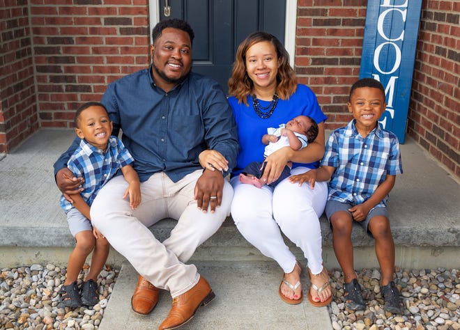 Antwon and Marquisse Watson, with their three boys, Andrew, Aiden and AJ, at their home on Aug. 29, 2020. The couple lost their first child, Alana Marie, in 2014.