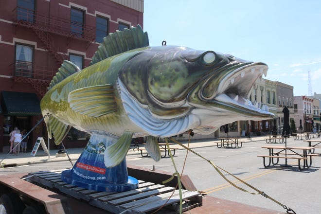 "Wylie Walleye" has been a popular feature of "Meals on Madison," an outside patio dining area in downtown Port Clinton, Ohio. A fiberglass Wylie is traditionally dropped on New Year's Eve.