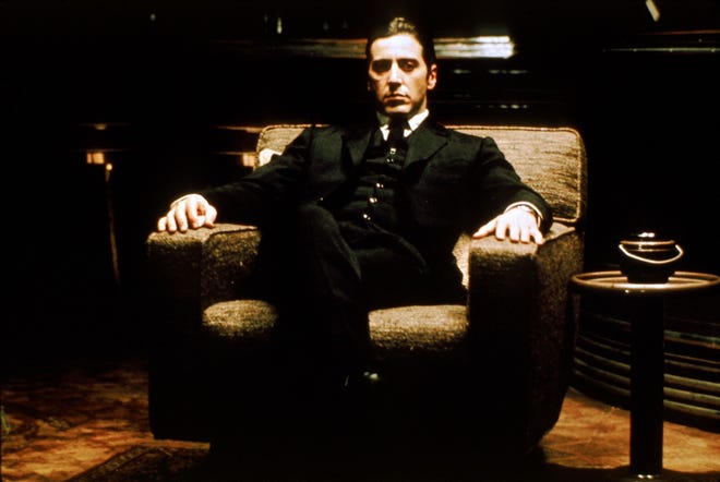 Al Pacino had long-ish hair as Michael Corleone, the youngest son in the Corleone crime family, in "The Godfather."
