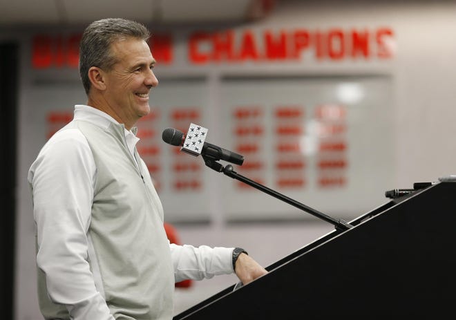 Ohio State head football coach Urban Meyer talks about his 2017 recruiting class during a press conference at the Woody Hayes Athletic Center in Columbus on Feb. 1, 2017.