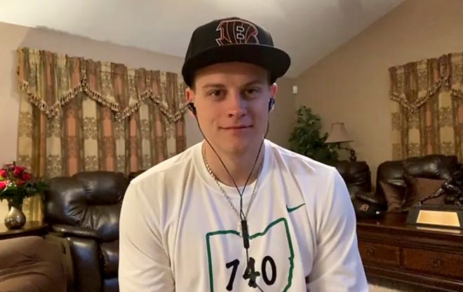 Bengals first-round draft pick, quarterback Joe Burrow, speaks in a virtual press conference after the Bengals selected him at the overall No. 1 spot in the 2020 NFL Draft on Thursday, April 23, 2020.
