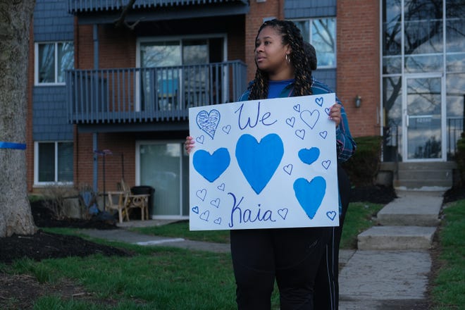 The funeral procession for fallen Springdale Police Officer Kaia Grant goes by the Springdale Police Department in Cincinnati on Sunday, March 29, 2020. Grant was killed in the line of duty Saturday, March 21, following a police chase and crash on Interstate 275. She was 33.
