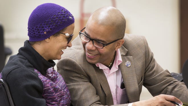 Cincinnati Vice Mayor Christopher Smitherman, and his wife Pamela, back in 2017 share a moment as Pamela votes at the Board of Elections in Norwood. Pamela died in January 2019.