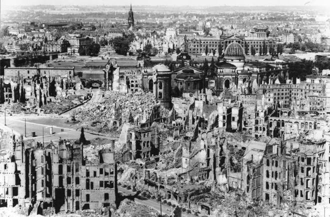 The German city of Dresden was firebombed by the Allies during World War II.