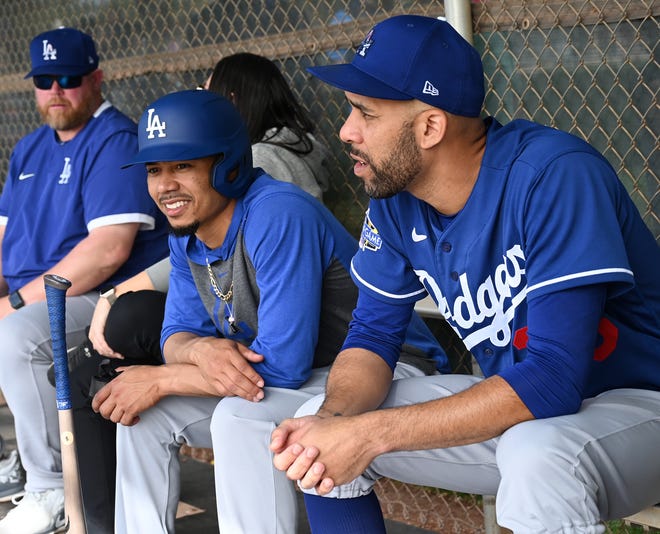 Dodgers outfielder Mookie Betts and pitcher David Price.