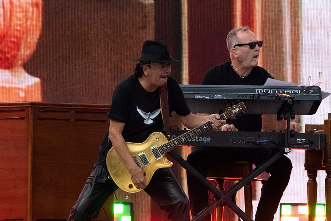 Carlos Santana performs during the "We Love NYC: The Homecoming Concert" in Central Park on Aug. 21, 2021 in New York City.