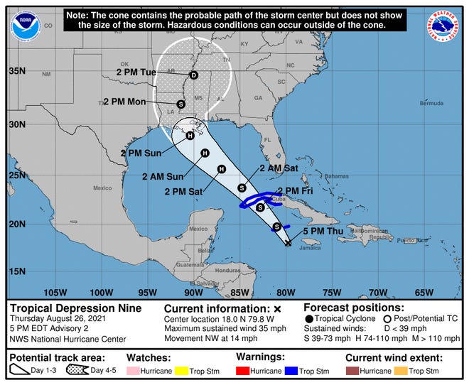 The National Hurricane Center says Ida could make landfall in Louisiana as a hurricane on Sunday.