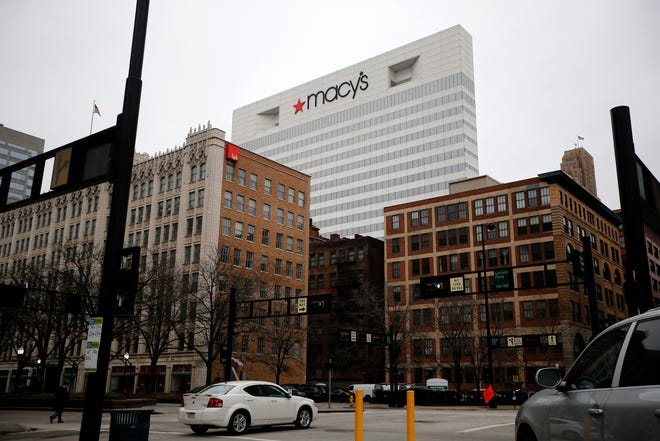 A view of the Macy's nationwide headquarters in downtown Cincinnati on Wednesday, Feb. 5, 2020. The department store company confirmed Tuesday that it will be closing its downtown office and plans to cut 2,000 corporate jobs and 125 stores over the next three years.