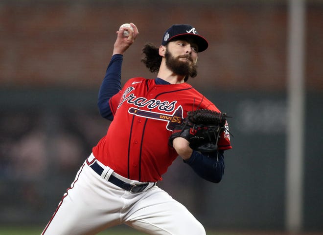 Braves starting pitcher Ian Anderson held the Astros hitless over five innings.