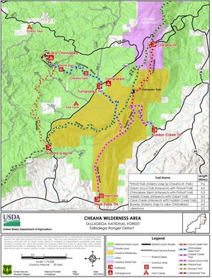USDA map of the Cheaha Wilderness Area